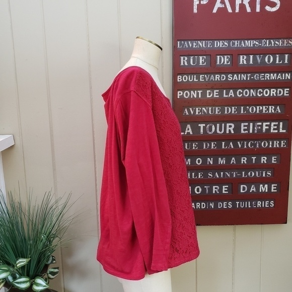 Eddie Bauer fuschia lace front long sleeve Size XXL - Picture 7 of 11